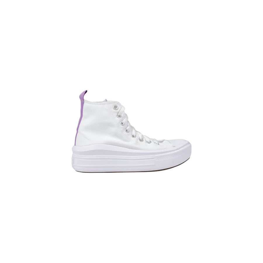 White Fabric Platform Sneakers
