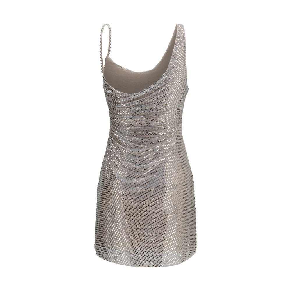 Silver Polyester Cocktail Dress