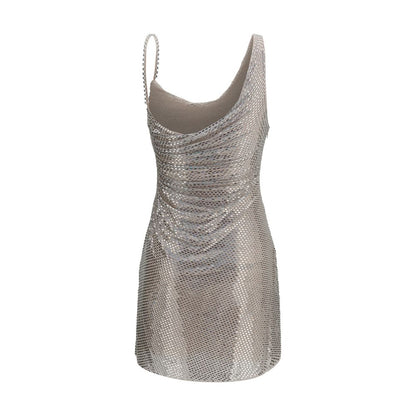 Silver Polyester Cocktail Dress