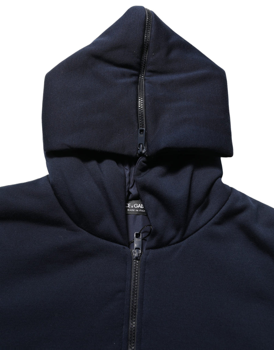 Black Cotton Full Zip Hooded Bomber Jacket