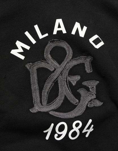 Black Cotton Milano1984 Print Hoodie Sweater