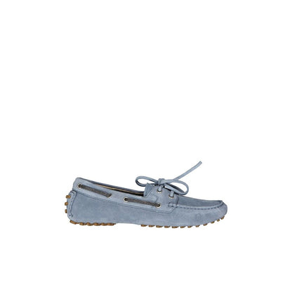 Blue Leather Slip-On Loafers