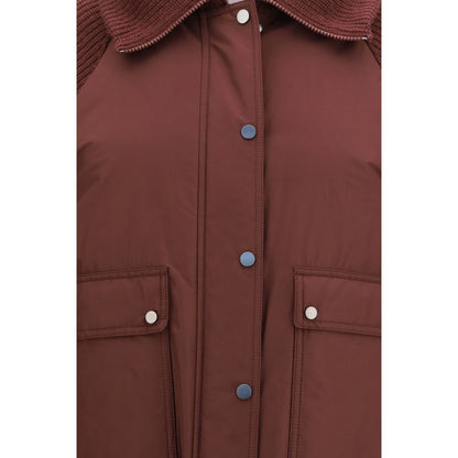 Bordeaux Polyester Full-Length Jacket