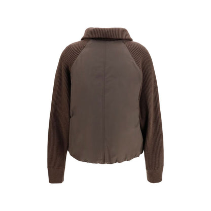 Brown Polyester Full-Length Jacket