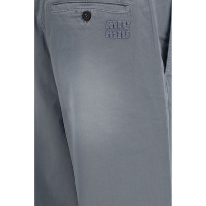 Gray Cotton Casual Pants