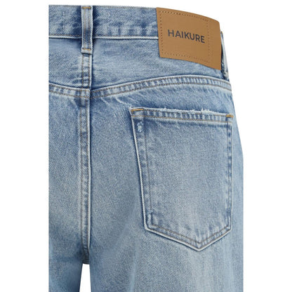 Blue Cotton Straight-Leg Jeans