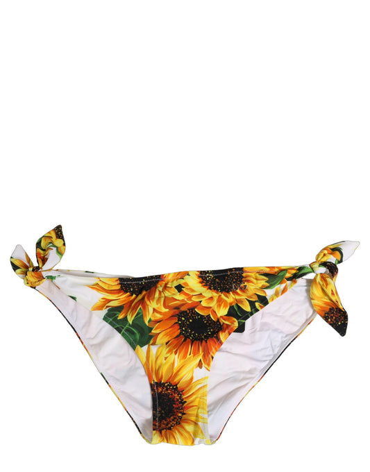 Yellow Nylon Sunflower Bikini Bottom Swimwear