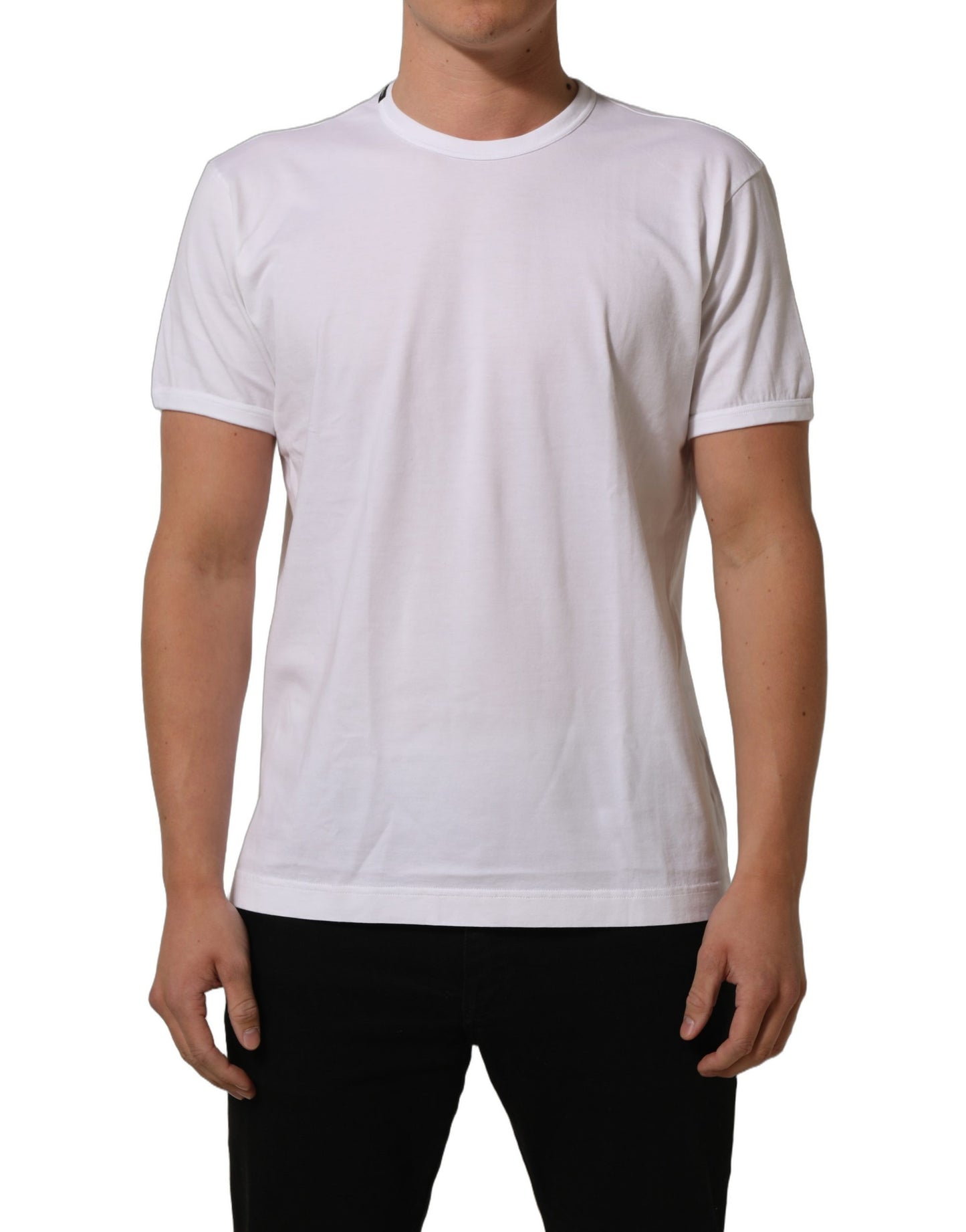 White Cotton Short Sleeves CrewNeck T-shirt