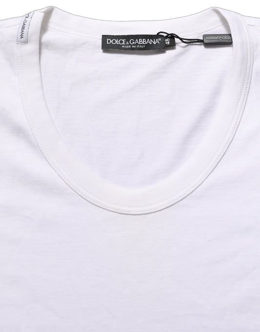 White Cotton Short Sleeve Round Neck T-shirt