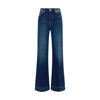 Blue Cotton Flared Jeans