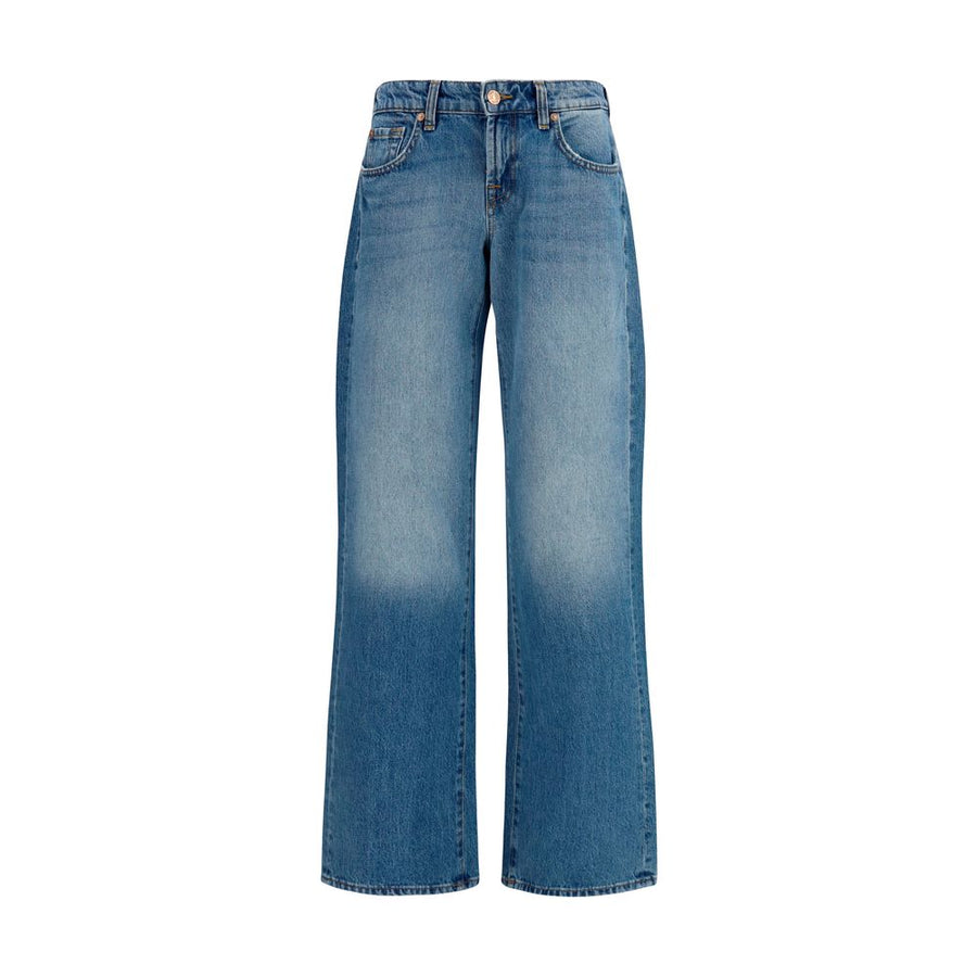 Blue Cotton Straight-Leg Jeans