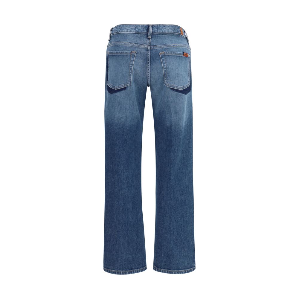 Blue Cotton Straight-Leg Jeans