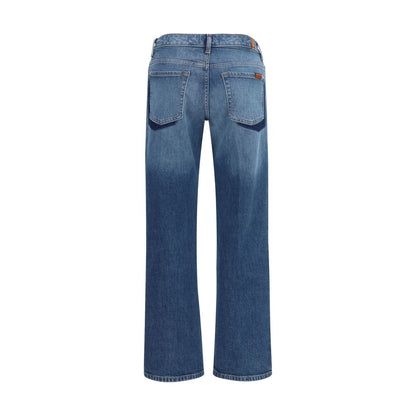Blue Cotton Straight-Leg Jeans
