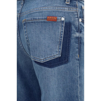 Blue Cotton Straight-Leg Jeans