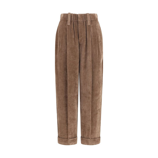Brown Viscose Casual Pants