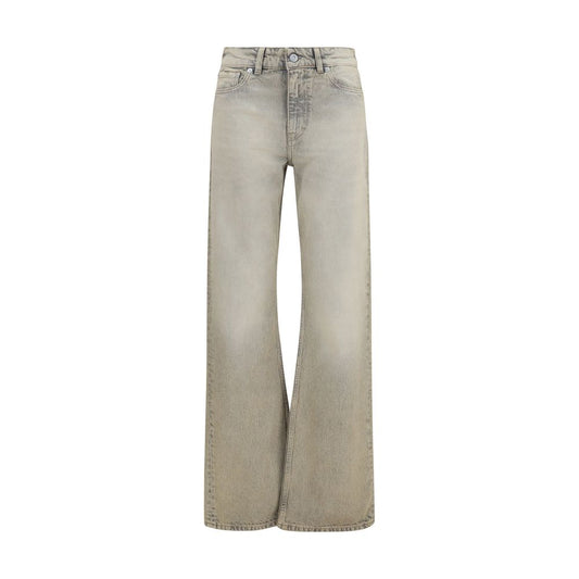 Gray Cotton Straight-Leg Jeans
