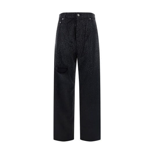 Black Cotton Casual Pants