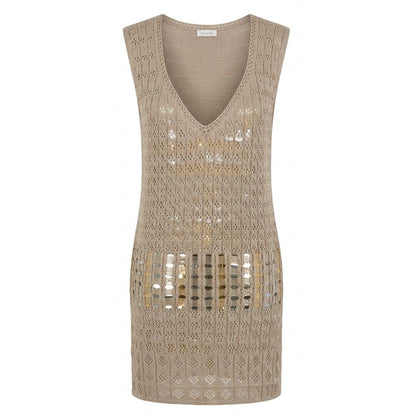 Beige Cotton Women Dress