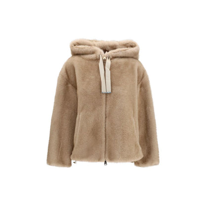 Beige Polyester Full-Length Jacket