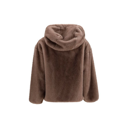 Brown Polyester Full-Length Jacket