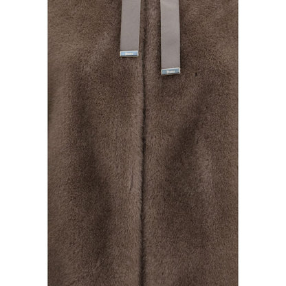 Brown Polyester Full-Length Jacket