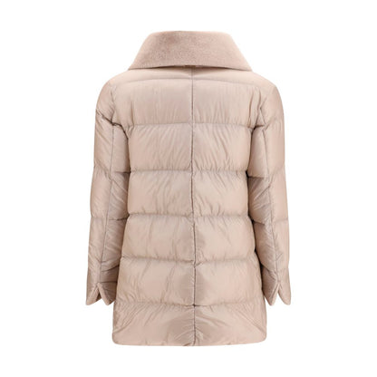 Beige Goose Down Full-Length Jacket