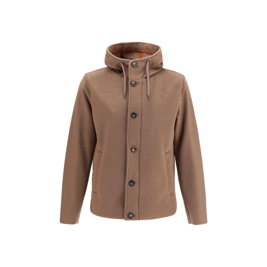 Brown Polyester Full-Length Jacket
