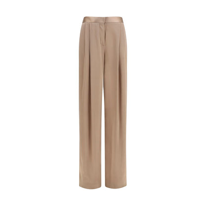 Beige Silk Casual Pants