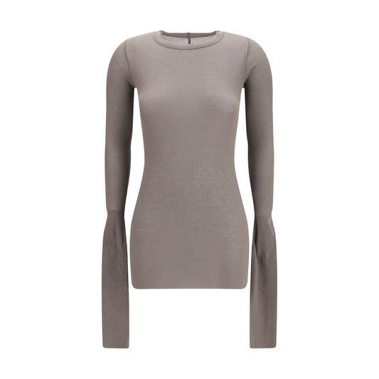 Gray Viscose Long Sleeve T-Shirt