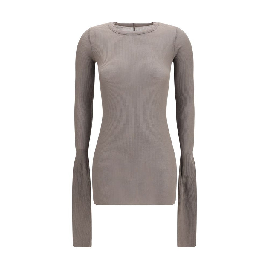 Gray Viscose Long Sleeve T-Shirt