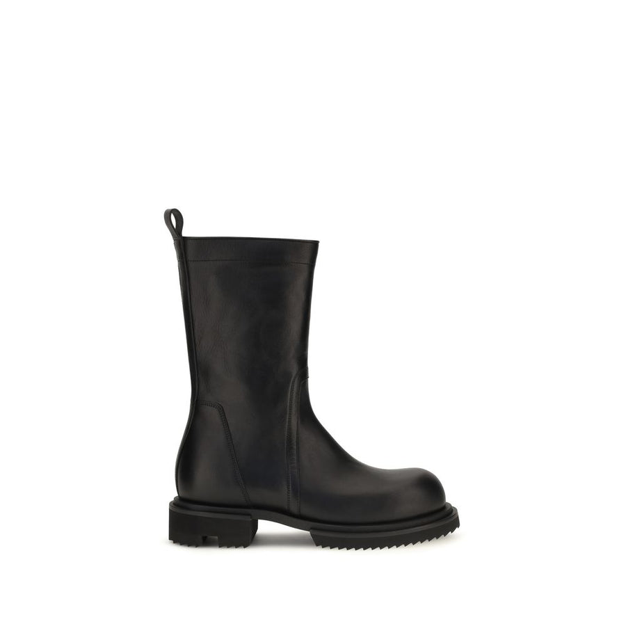 Black Calf Leather Bos Taurus Flat Boots