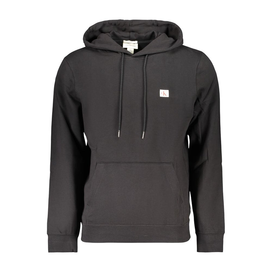 Black Cotton Men Hoodie