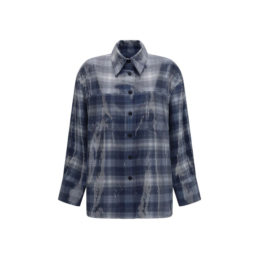 Blue Polyester Pattern Shirt