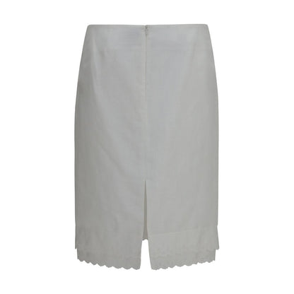 White Cotton Midi Skirt