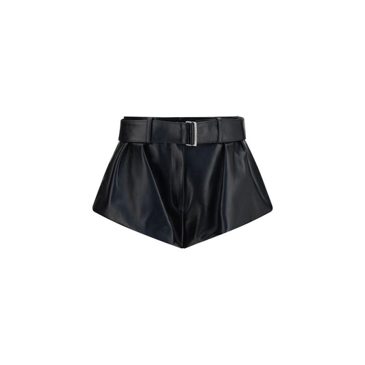 Black Lambskin Bermuda Shorts