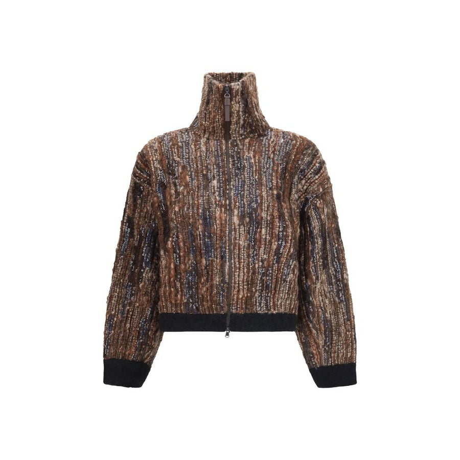 Brown Mohair Full-Length Jacket