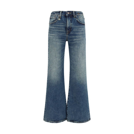 Blue Cotton Flared Jeans