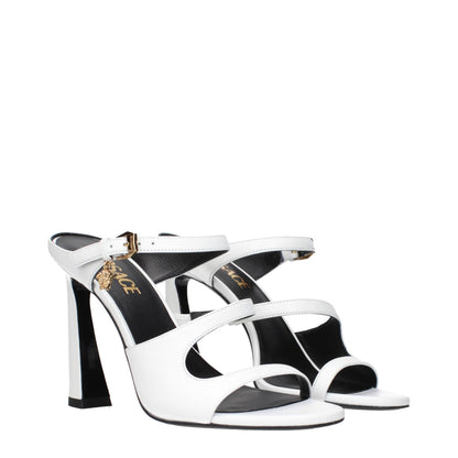 White Leather Stiletto Heel Sandals