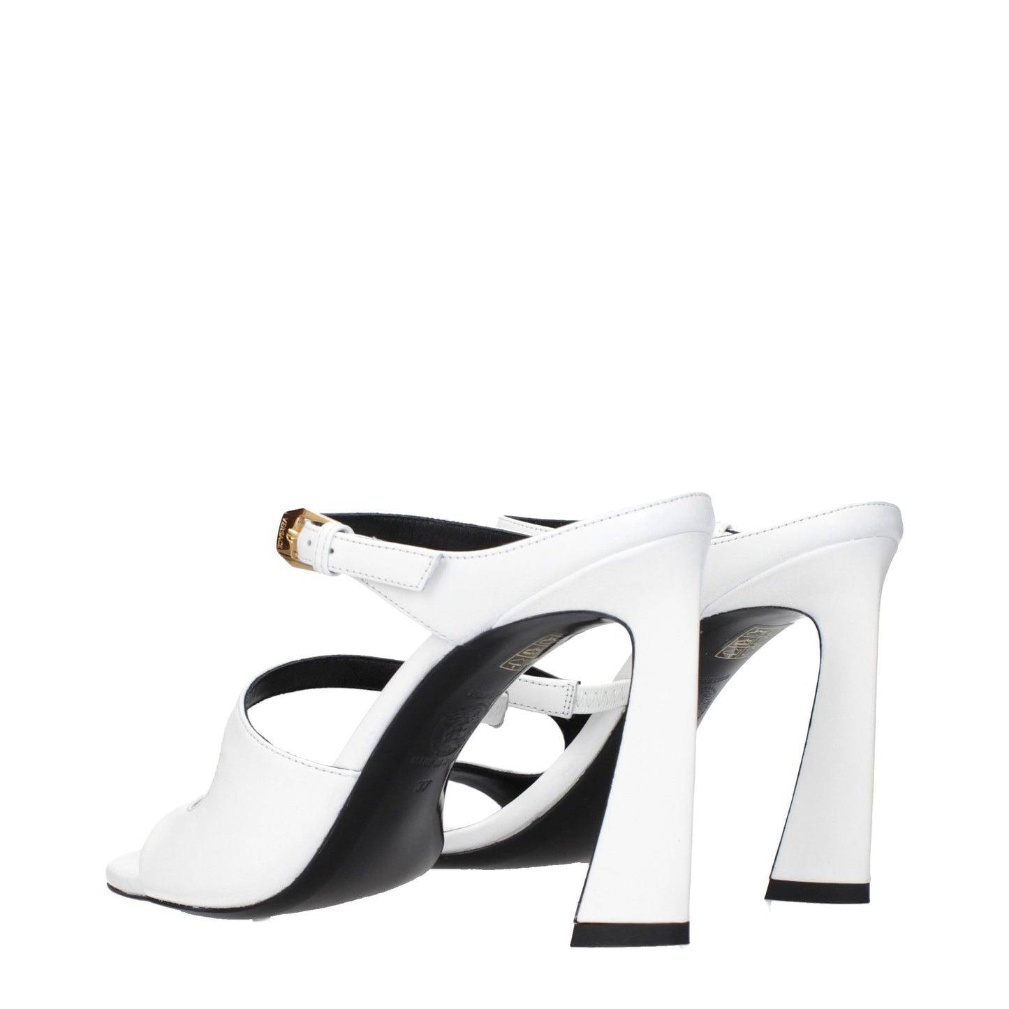 White Leather Stiletto Heel Sandals