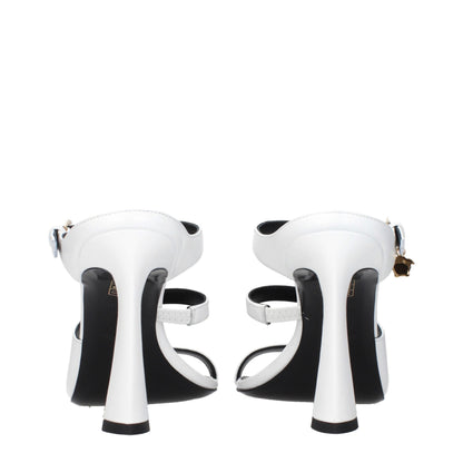 White Leather Stiletto Heel Sandals
