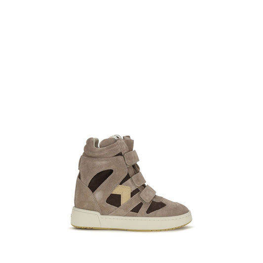 Beige Calf Leather Bos Taurus High Top Sneakers