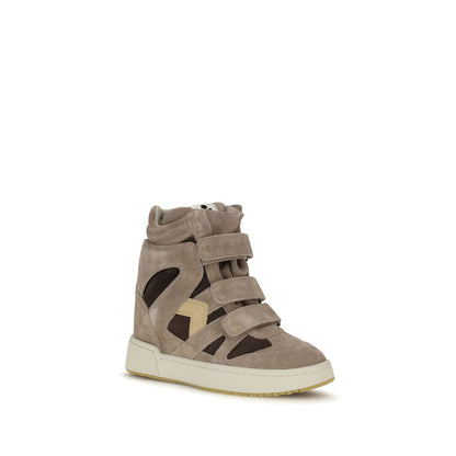 Beige Calf Leather Bos Taurus High Top Sneakers