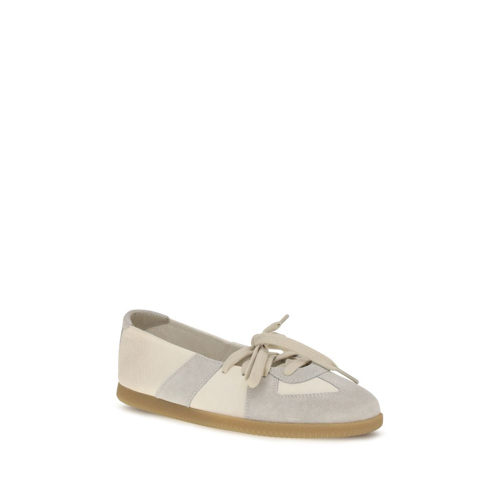 Beige Calf Leather Bos Taurus Ballet Flats