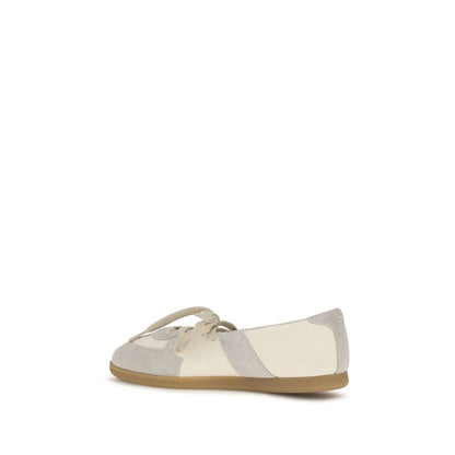 Beige Calf Leather Bos Taurus Ballet Flats