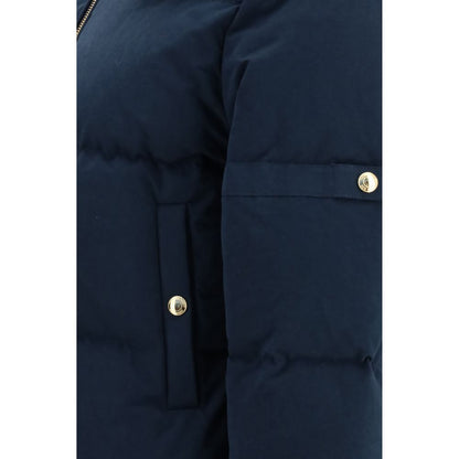 Blue Cotton Full-Length Jacket