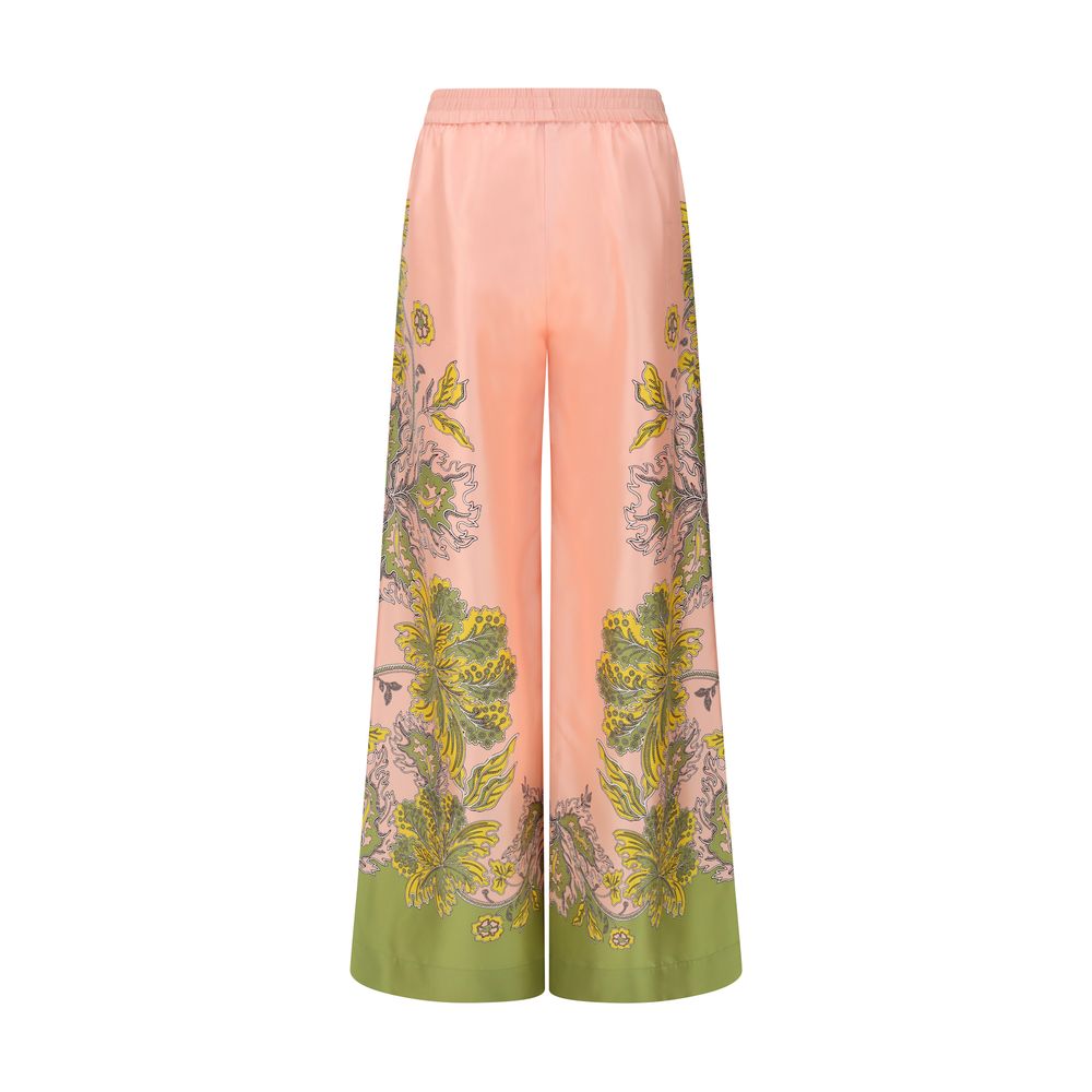 Multicolor Silk Casual Pants