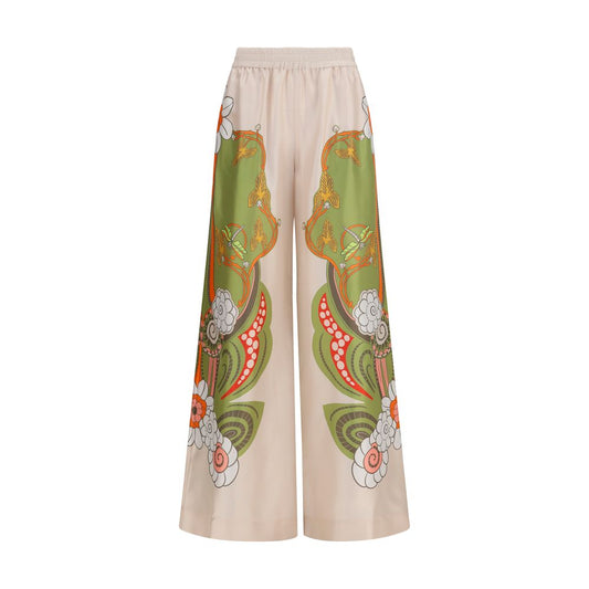 Multicolor Silk Casual Pants