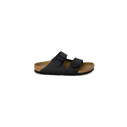 Black Synthetic Flat Sandals