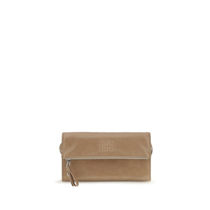 Beige Calf Leather Bos Taurus Clutch Bag