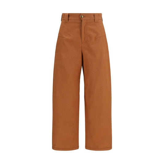 Orange Cotton Casual Pants